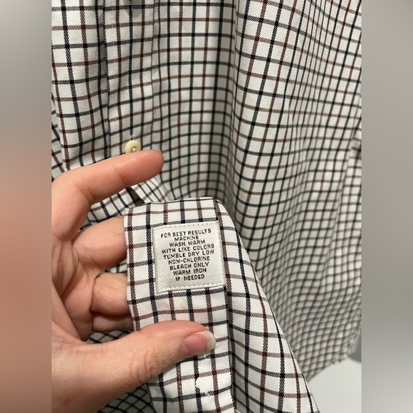 Peter Millar Nanoluxe Easycare black and brown check Button Down Shirt Large - Picture 7 of 9